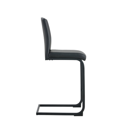 Set of 2 PU Faux Leather Upholstered High Bar Stool Chair with Back Rest- Black