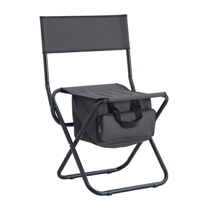 Set of 3 Outdoor Camping Fishing Hiking Dining Chairs and Table - Black+Gray