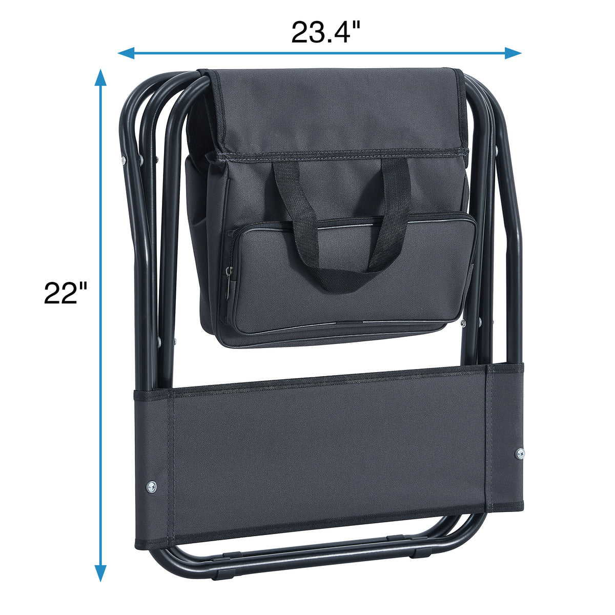 Set of 3 Outdoor Camping Fishing Hiking Dining Chairs and Table - Black+Gray