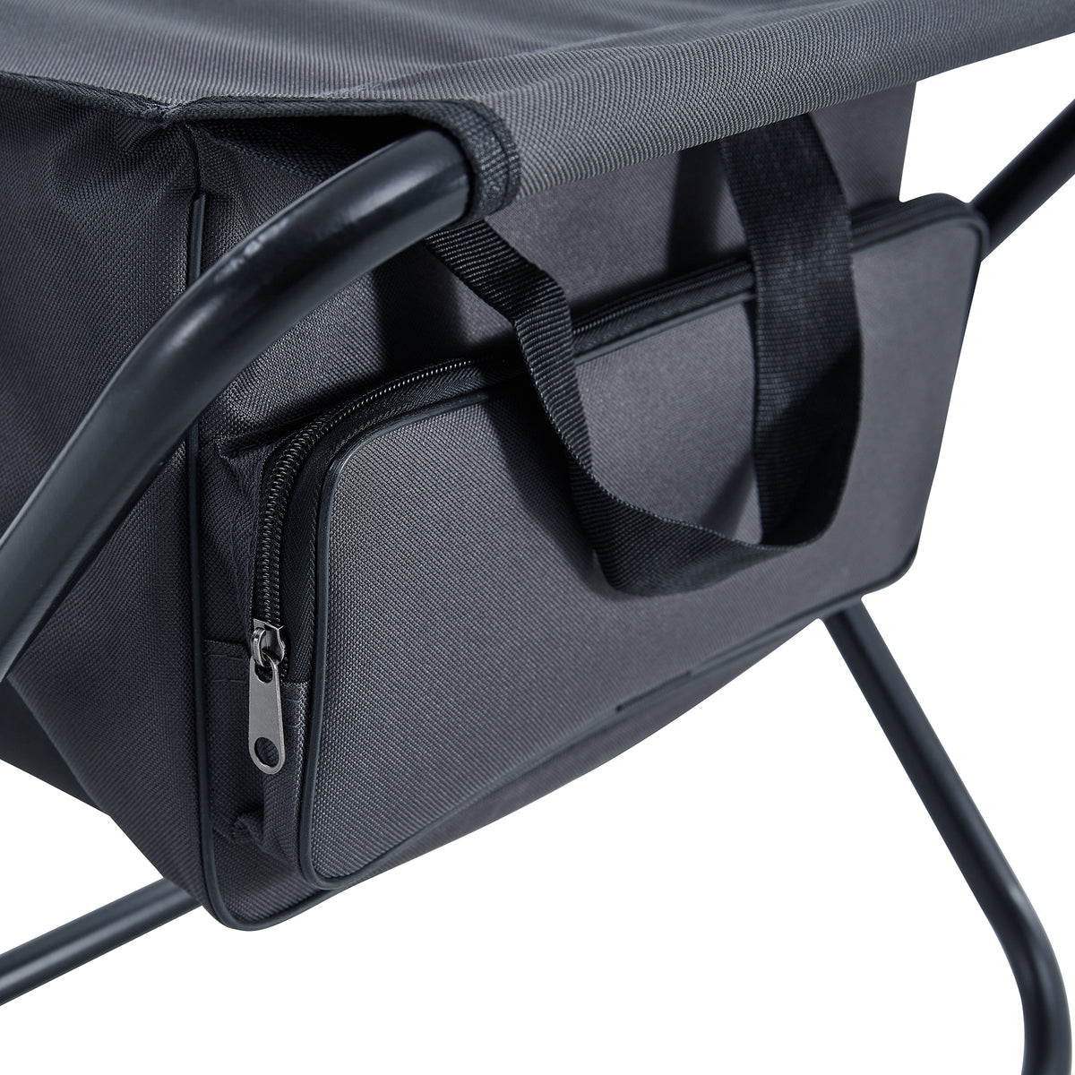 Set of 3 Outdoor Camping Fishing Hiking Dining Chairs and Table - Black+Gray