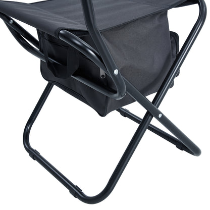 Set of 3 Outdoor Camping Fishing Hiking Dining Chairs and Table - Black+Gray