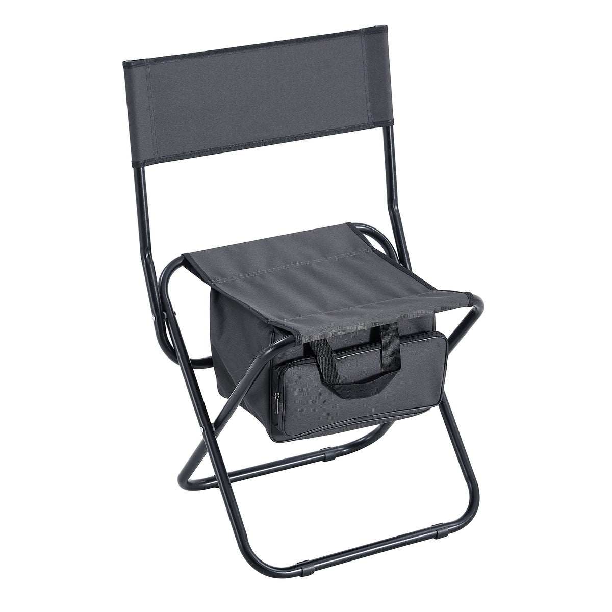 Set of 3 Outdoor Camping Fishing Hiking Dining Chairs and Table - Black+Gray