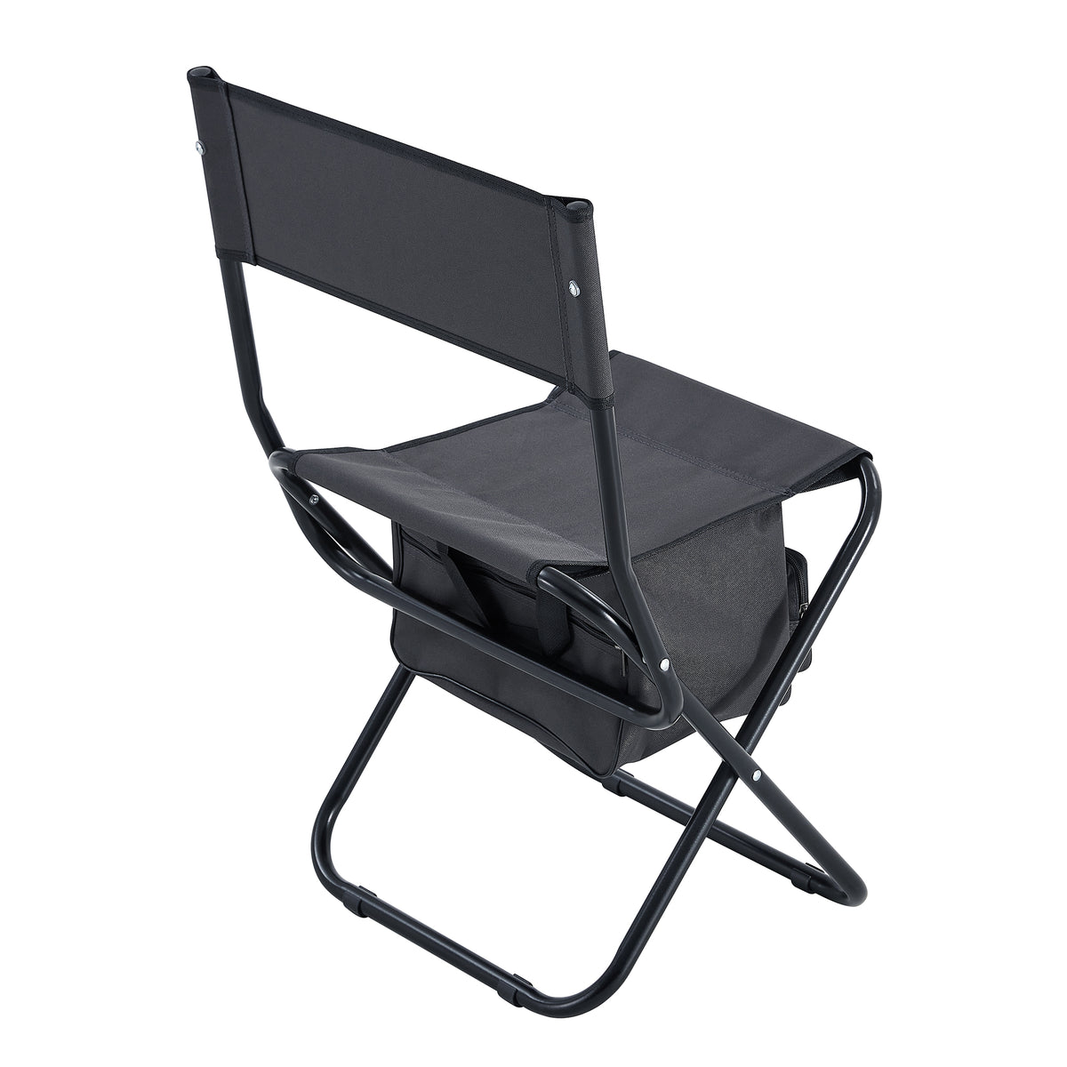 Set of 3 Outdoor Camping Fishing Hiking Dining Chairs and Table - Black+Gray