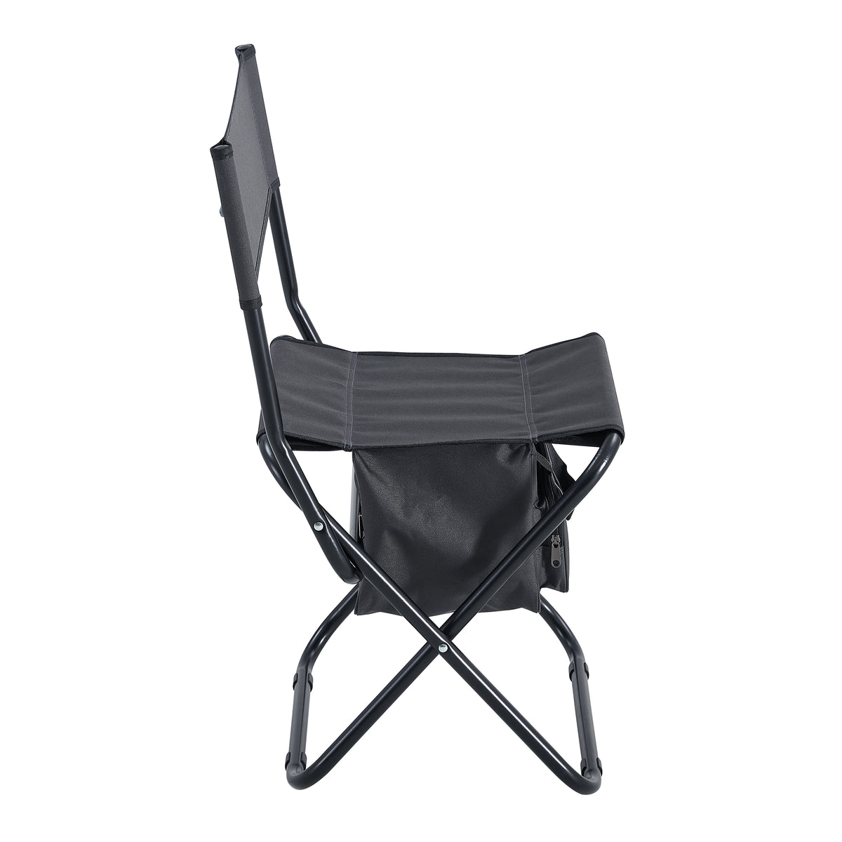 Set of 3 Outdoor Camping Fishing Hiking Dining Chairs and Table - Black+Gray