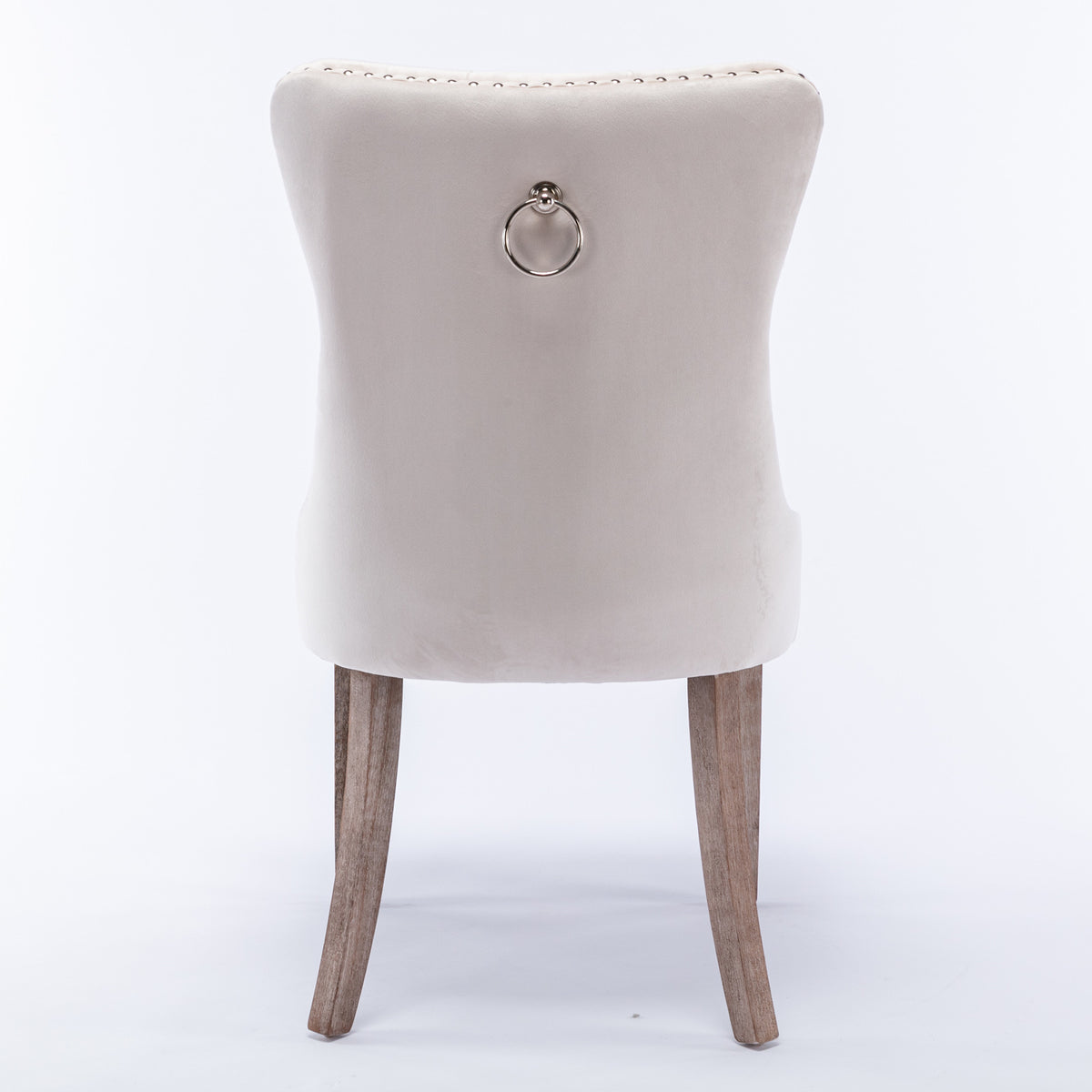 2 pcs High-End Tufted Contemporary Velvet Chair with Wooden Legs- Beige