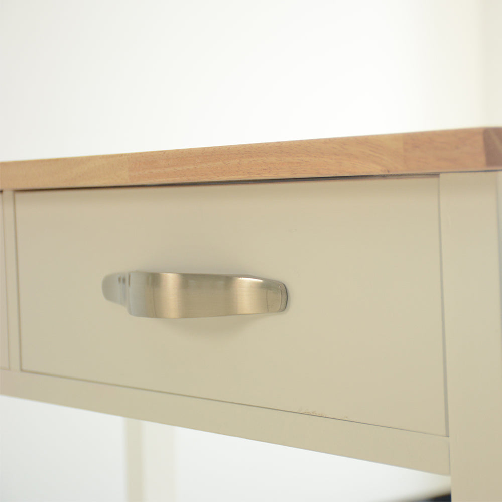 Rubber Wood Top Simple Design Mobile Kitchen Island with Two Lockable Wheels- White