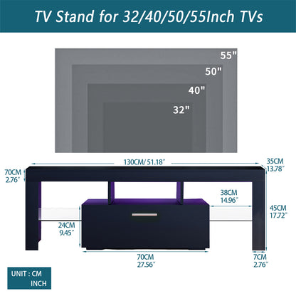 Modern TV Console Storage Media TV Organizing Cabinet Worktop- Black