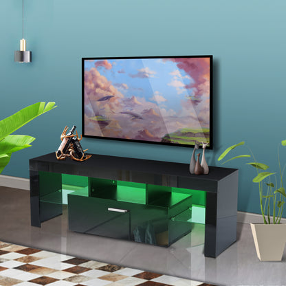 Modern TV Console Storage Media TV Organizing Cabinet Worktop- Black