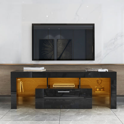 Modern TV Console Storage Media TV Organizing Cabinet Worktop- Black