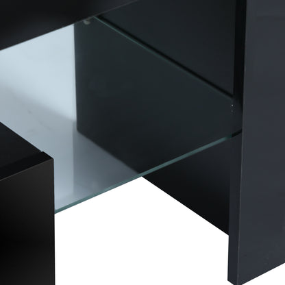 Modern TV Console Storage Media TV Organizing Cabinet Worktop- Black