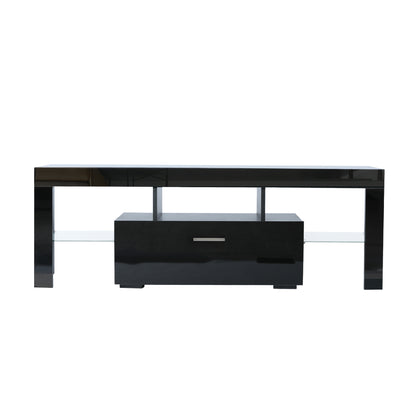 Modern TV Console Storage Media TV Organizing Cabinet Worktop- Black