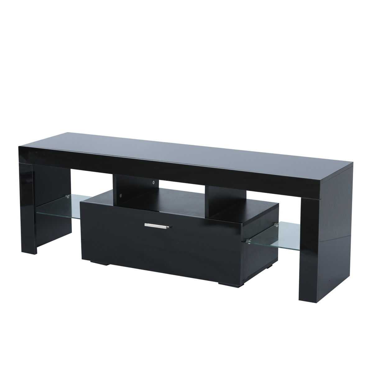 Modern TV Console Storage Media TV Organizing Cabinet Worktop- Black