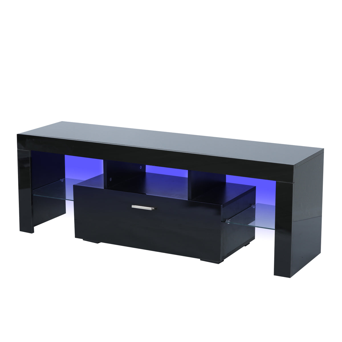 Modern TV Console Storage Media TV Organizing Cabinet Worktop- Black