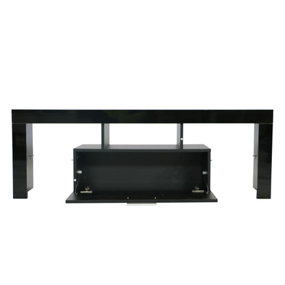 Modern TV Console Storage Media TV Organizing Cabinet Worktop- Black