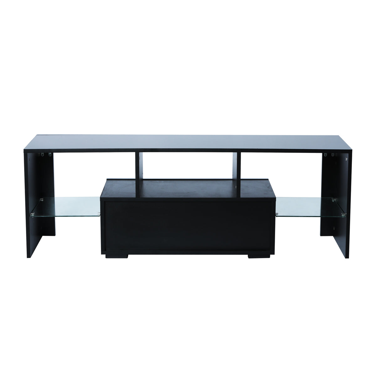 Modern TV Console Storage Media TV Organizing Cabinet Worktop- Black