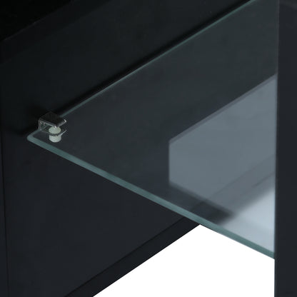 Modern TV Console Storage Media TV Organizing Cabinet Worktop- Black