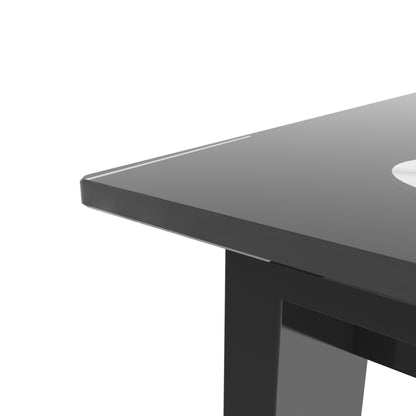 4 Seater  Simple Design Heavy Duty Tempered Minimalist Glass Top Dining Table- Black