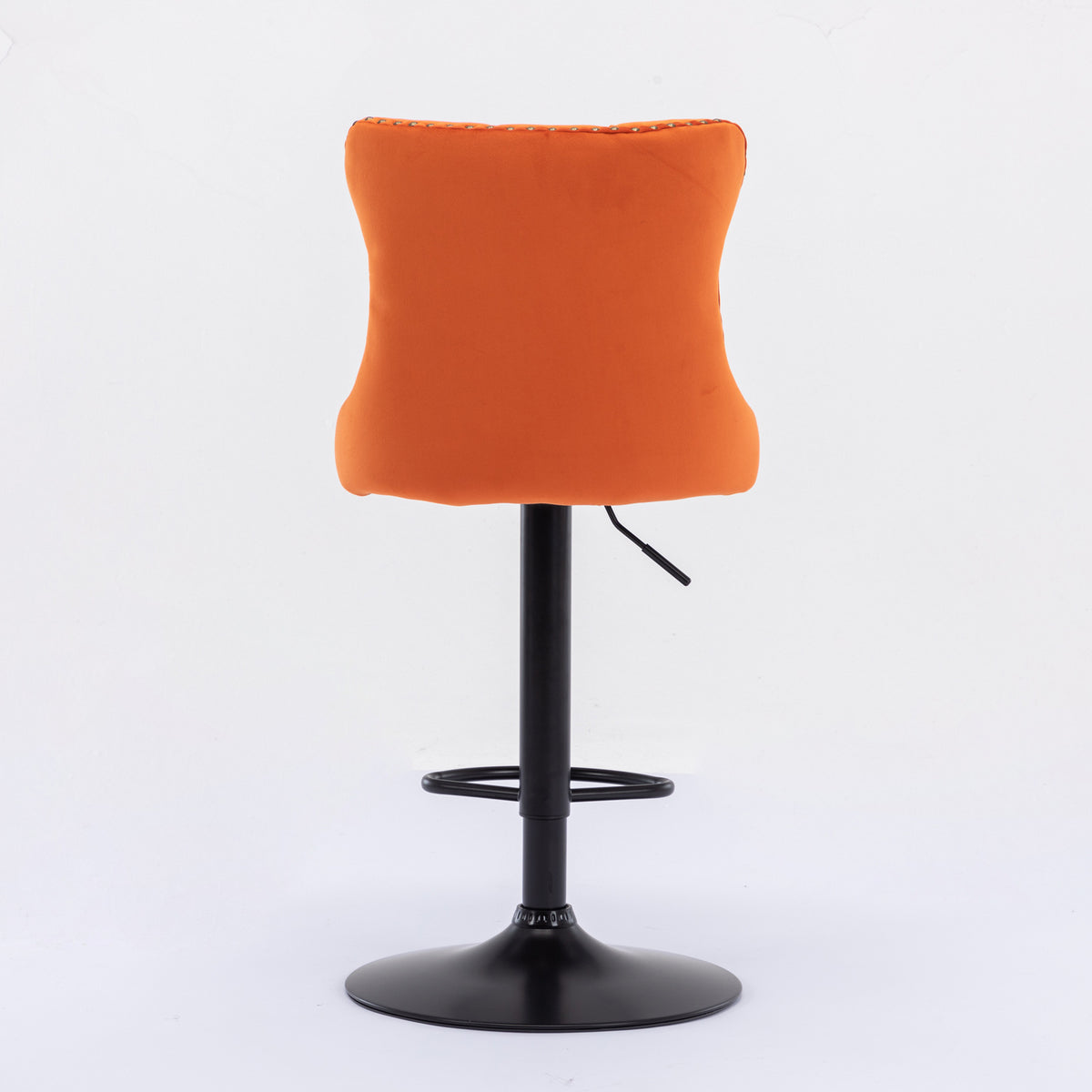 Set of 2 Modern Upholstered Tufted Velvet Armless Bar Stools with Back Rest- Orange