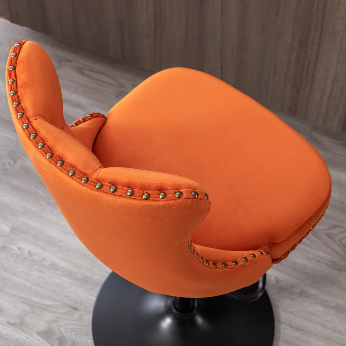 Set of 2 Modern Upholstered Tufted Velvet Armless Bar Stools with Back Rest- Orange
