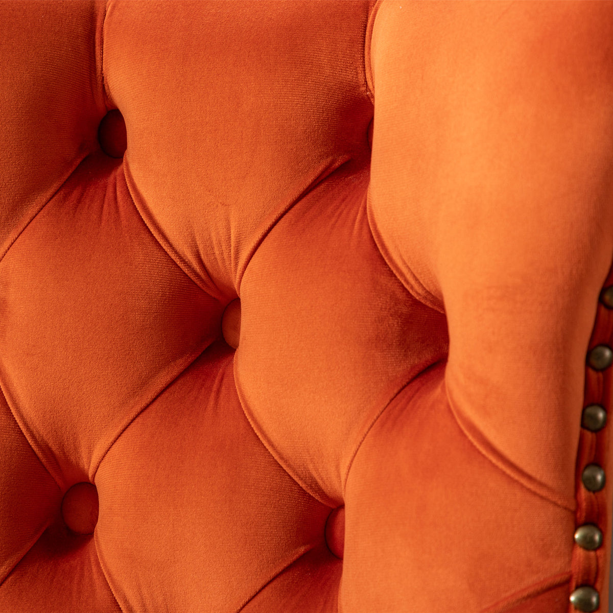 Set of 2 Modern Upholstered Tufted Velvet Armless Bar Stools with Back Rest- Orange