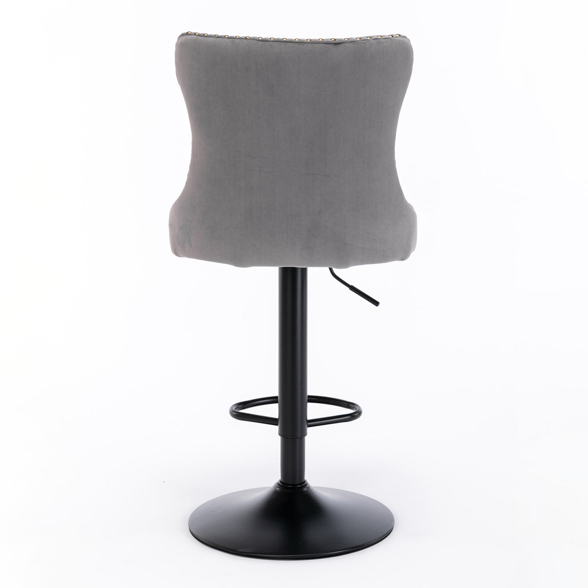 Set of 2 Modern Upholstered Tufted Velvet Armless Bar Stools with Back Rest- Grey