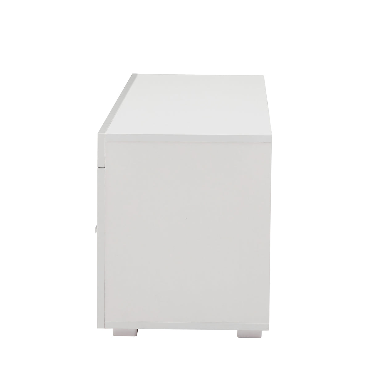 Modern TV Console Storage Media TV High Gloss Organizing Cabinet with LED Light- White