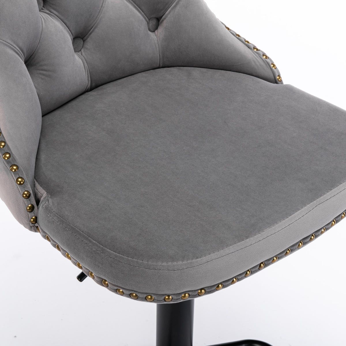 Set of 2 Modern Upholstered Tufted Velvet Armless Bar Stools with Back Rest- Grey