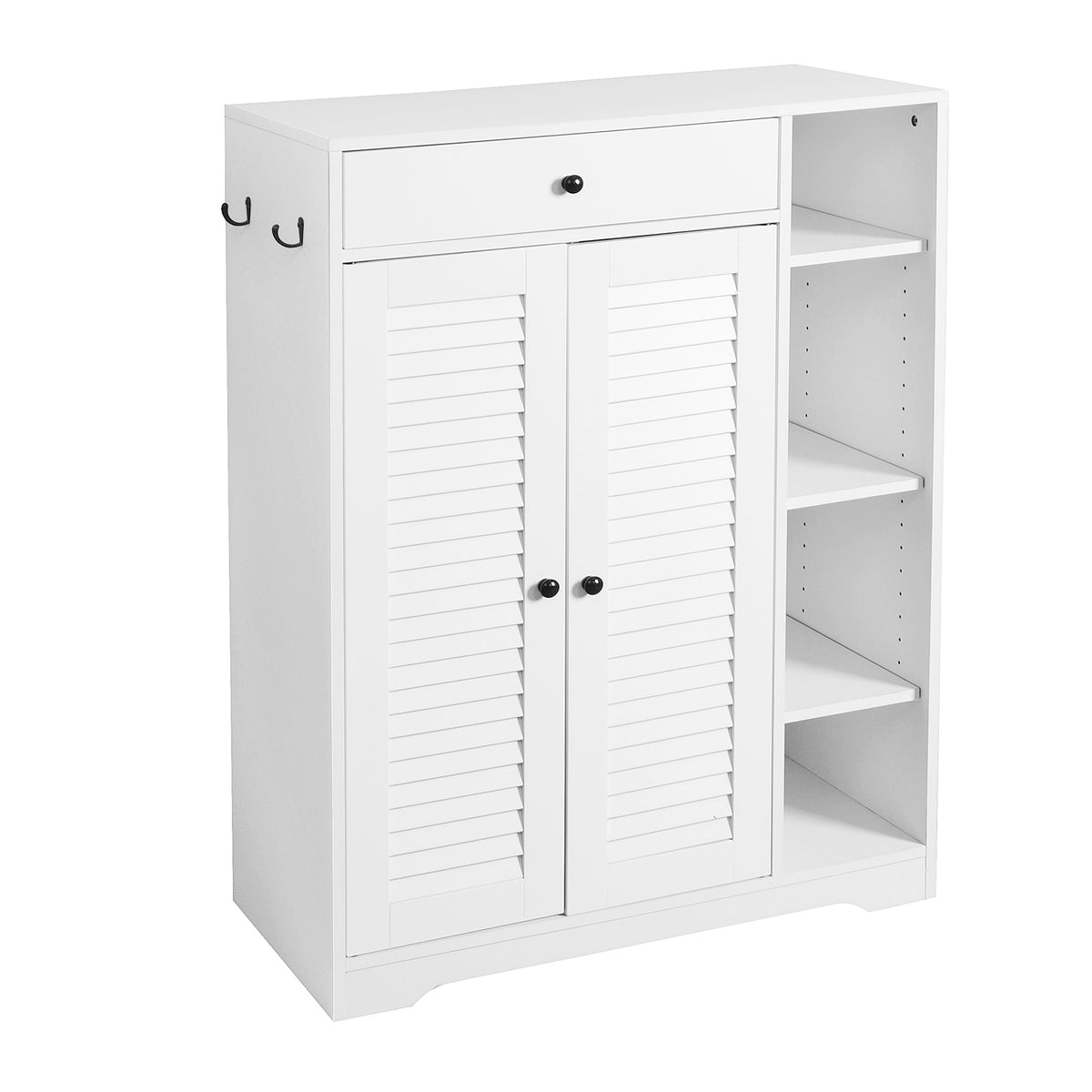 Freestanding Shoe Rack with 2 Shutter Door Narrow Shoe Storage- White