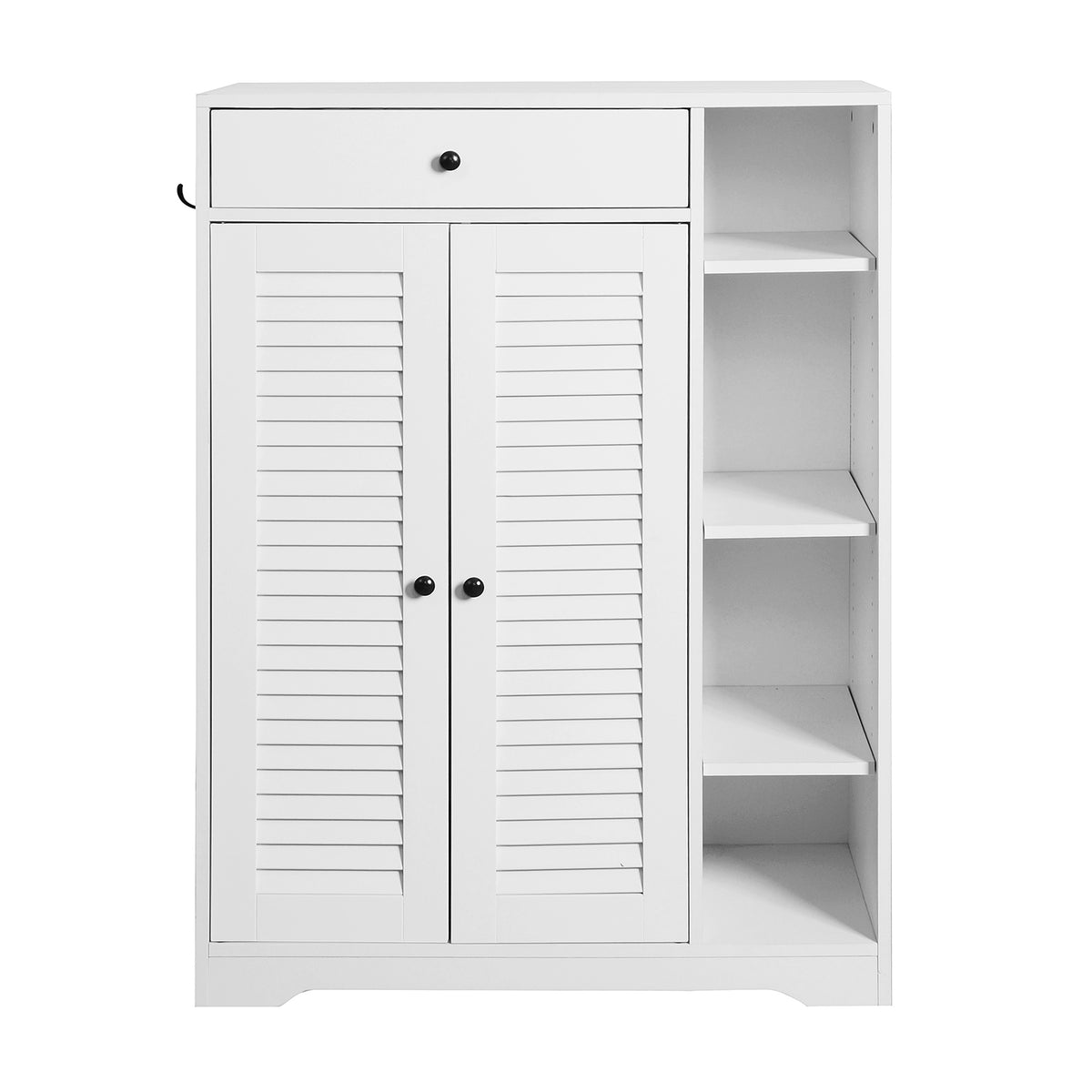 Freestanding Shoe Rack with 2 Shutter Door Narrow Shoe Storage- White