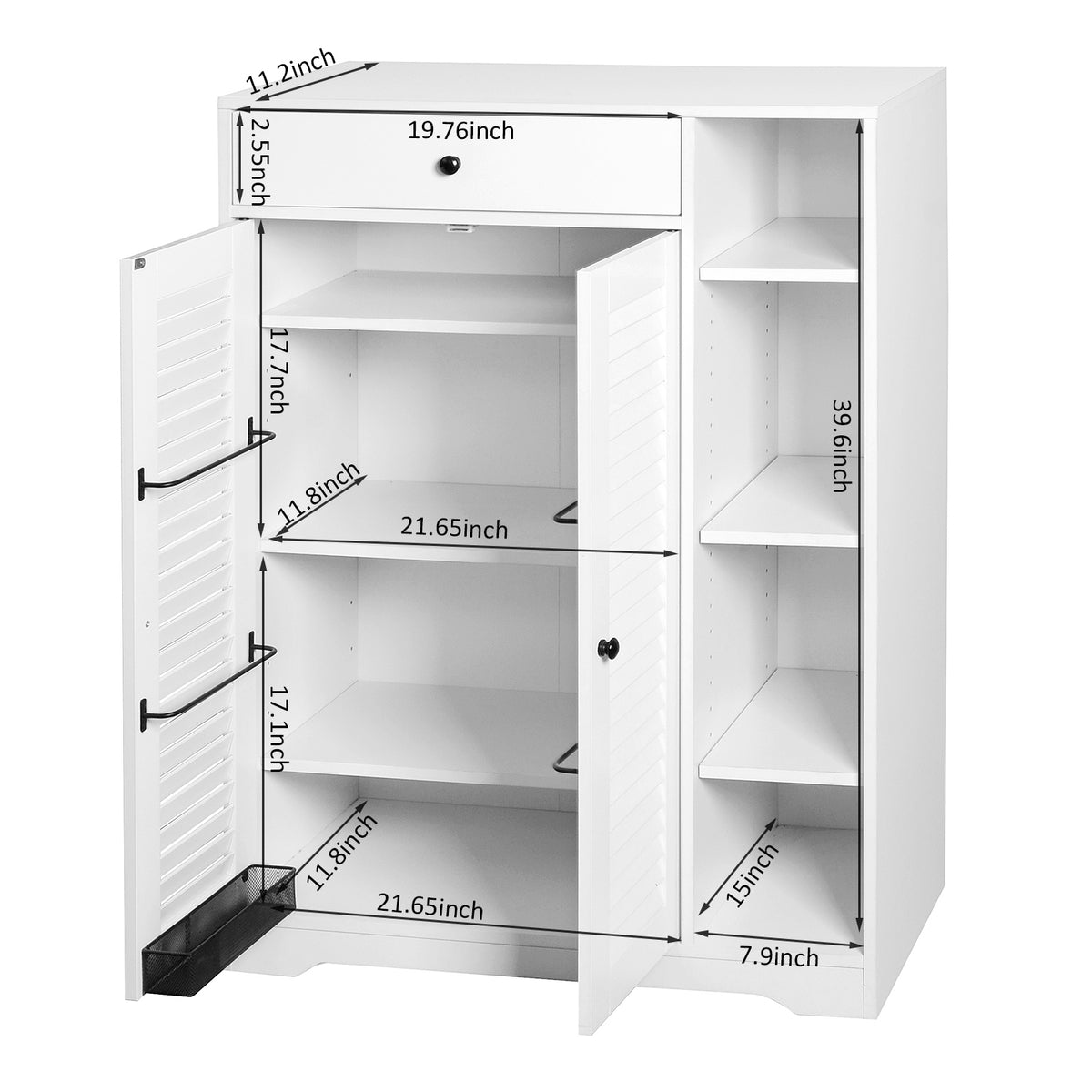 Freestanding Shoe Rack with 2 Shutter Door Narrow Shoe Storage- White