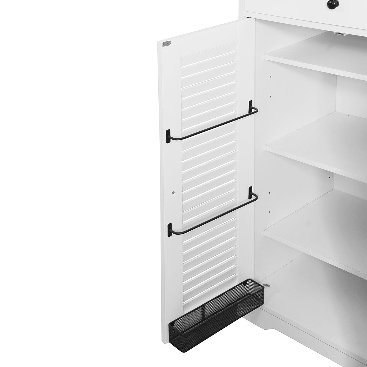 Freestanding Shoe Rack with 2 Shutter Door Narrow Shoe Storage- White