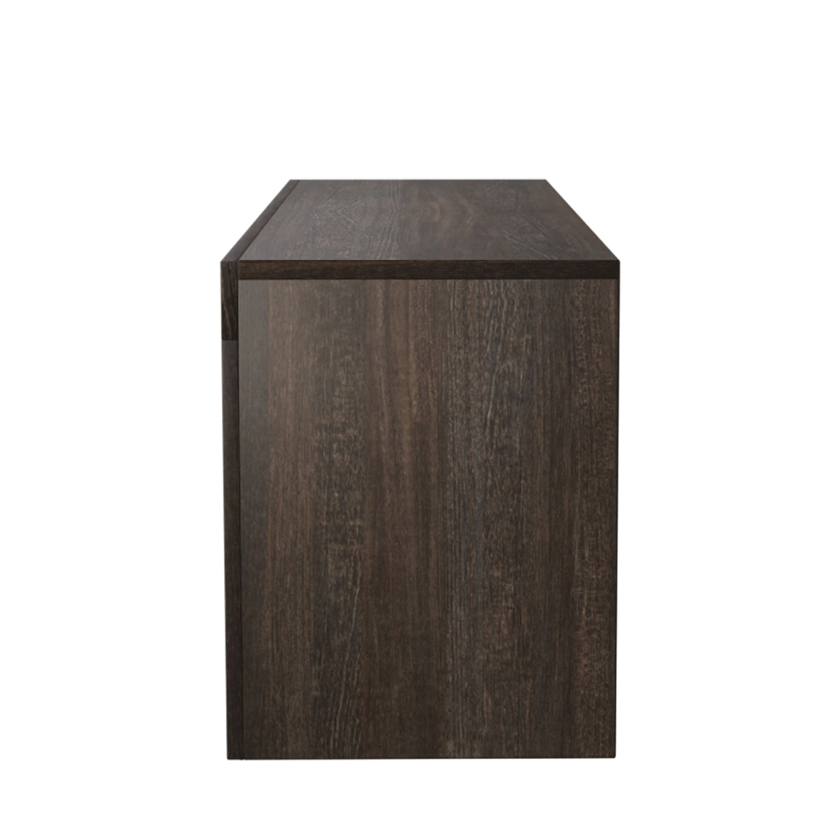 Easy and Quick Assembly Modern TV Stand with Toughened Glass Shelf- Brown+White