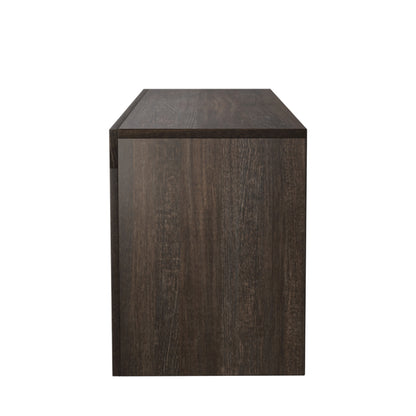 Easy and Quick Assembly Modern TV Stand with Toughened Glass Shelf- Brown+White