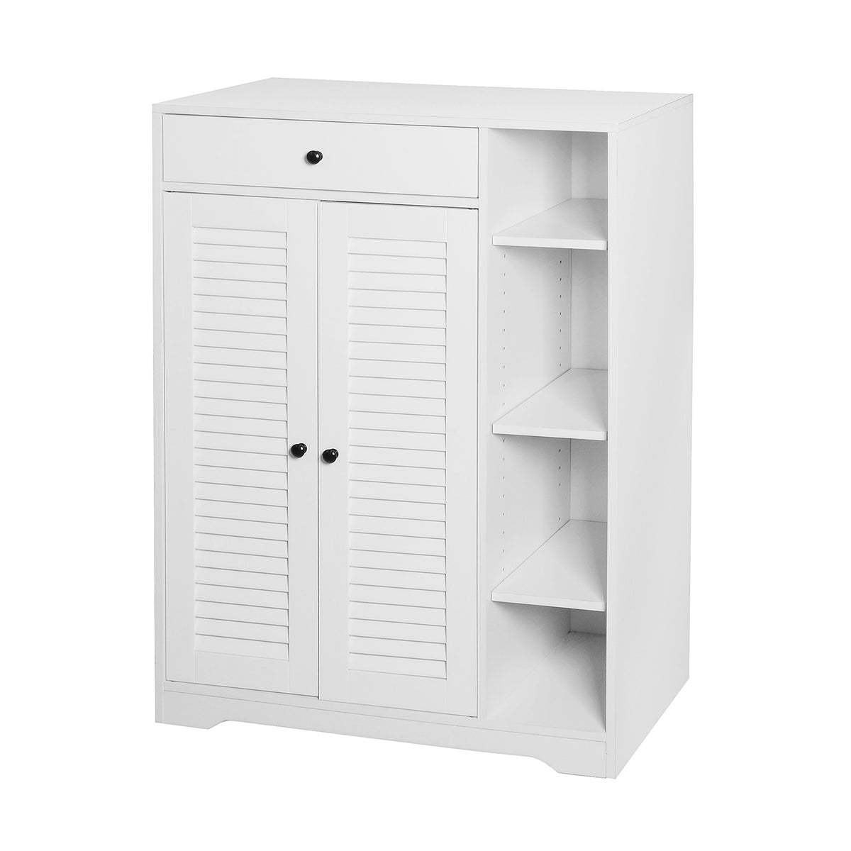 Freestanding Shoe Rack with 2 Shutter Door Narrow Shoe Storage- White