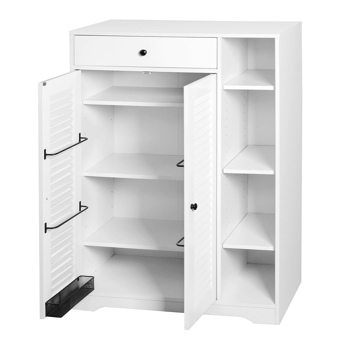 Freestanding Shoe Rack with 2 Shutter Door Narrow Shoe Storage- White