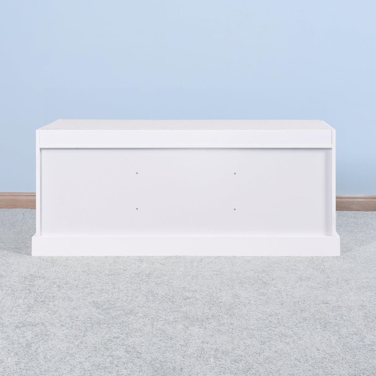 2 Doors 2 Cabinets Wooden Entryway Shoe Cabinet Storage Bench with White Cushion