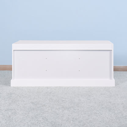 2 Doors 2 Cabinets Wooden Entryway Shoe Cabinet Storage Bench with White Cushion