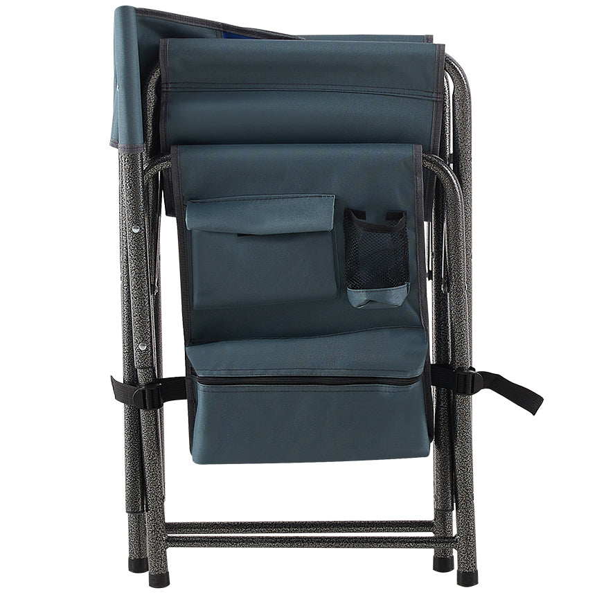2pcs Padded Folding Outdoor Chair with Pockets Oversized Directors Chair- Blue+Grey