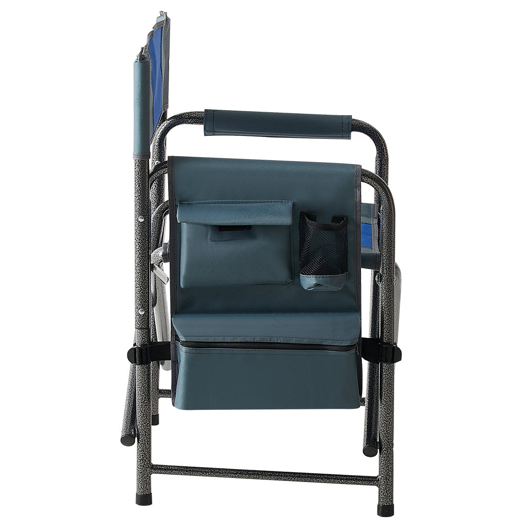 2pcs Padded Folding Outdoor Chair with Pockets Oversized Directors Chair- Blue+Grey