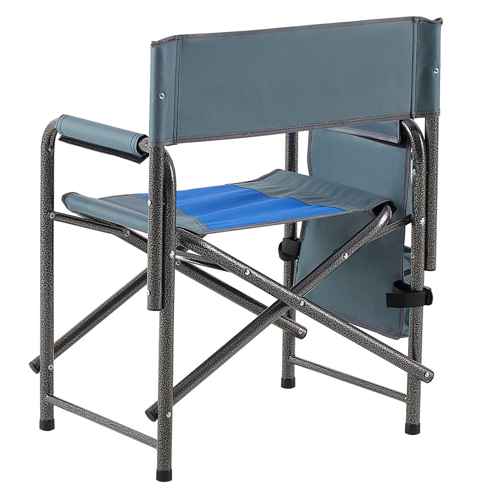 2pcs Padded Folding Outdoor Chair with Pockets Oversized Directors Chair- Blue+Grey