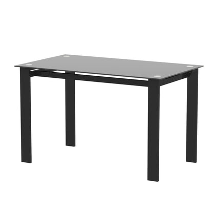 Easy to Clean Heavy Duty Tempered Minimalist Glass Top Dining Table- Black