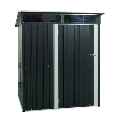 5ft x 3ft Outdoor Metal Weatherproof Storage Shed with Transparent Plate- Black