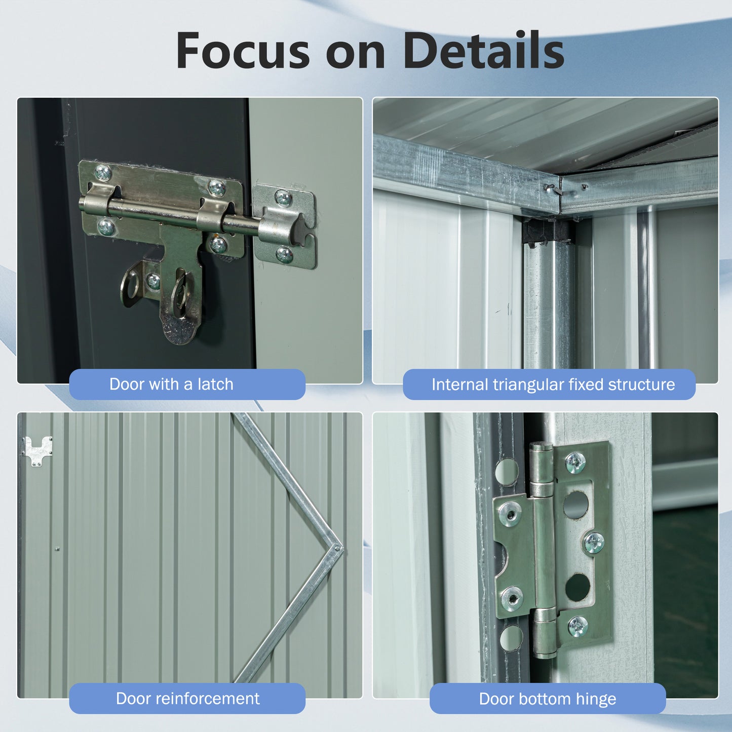 5ft x 3ft Outdoor Metal Weatherproof Storage Shed with Transparent Plate- Gray