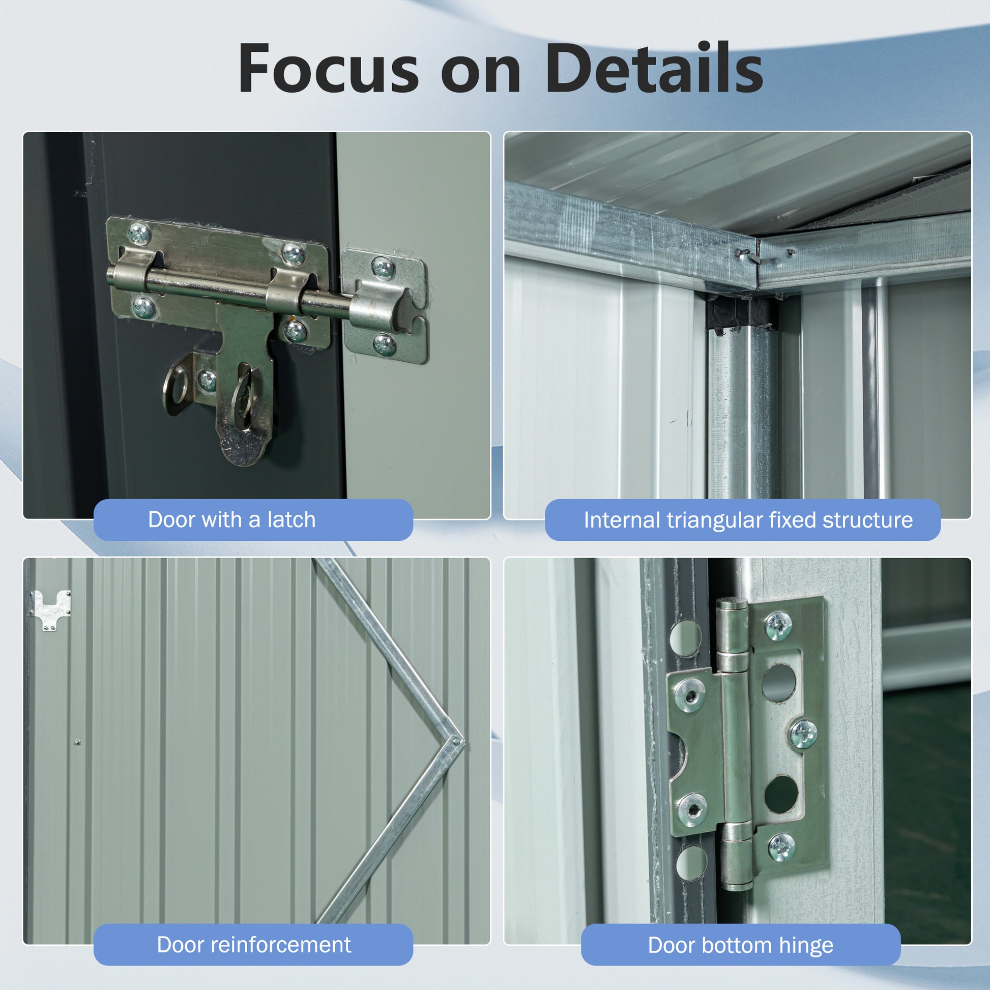 5ft x 3ft Outdoor Metal Weatherproof Storage Shed with Transparent Plate- Gray