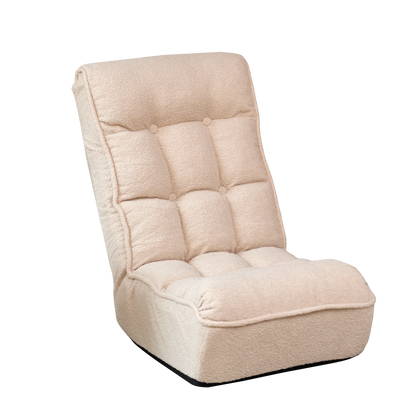Single Seater Japanese Style Thick Cushioned Lazy Tatami Recliner Sofa- White