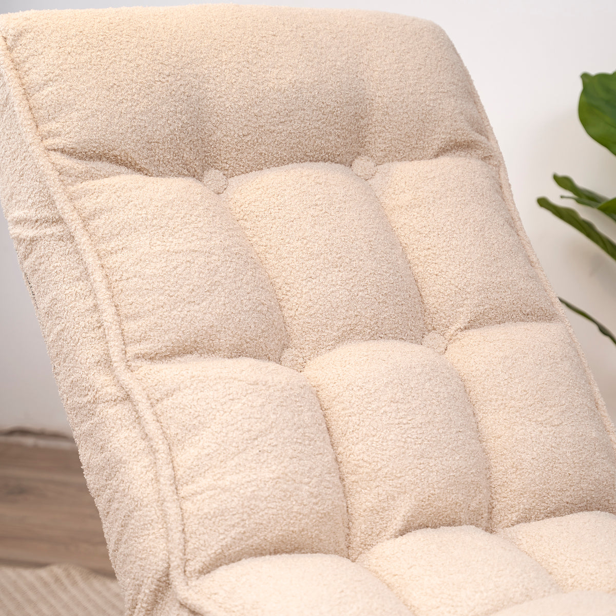 Single Seater Japanese Style Thick Cushioned Lazy Tatami Recliner Sofa- White