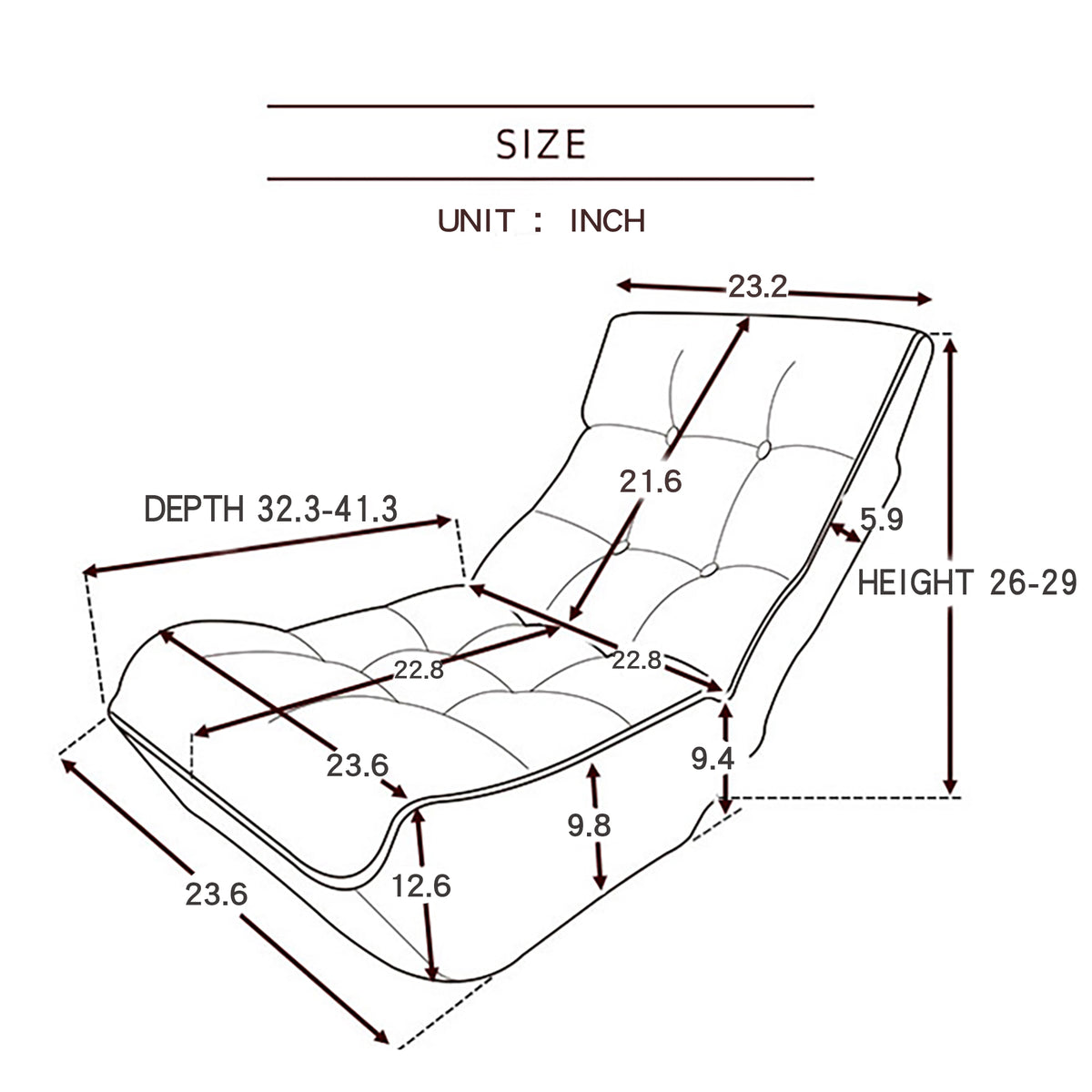 Single Seater Japanese Style Thick Cushioned Lazy Tatami Recliner Sofa- White
