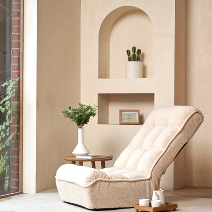 Single Seater Japanese Style Thick Cushioned Lazy Tatami Recliner Sofa- White