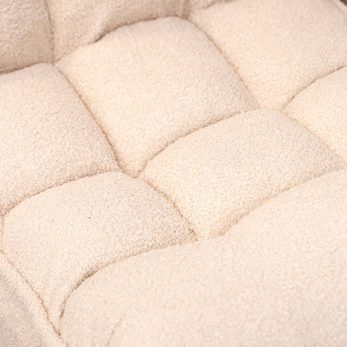 Single Seater Japanese Style Thick Cushioned Lazy Tatami Recliner Sofa- White