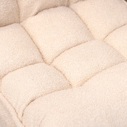 Single Seater Japanese Style Thick Cushioned Lazy Tatami Recliner Sofa- White